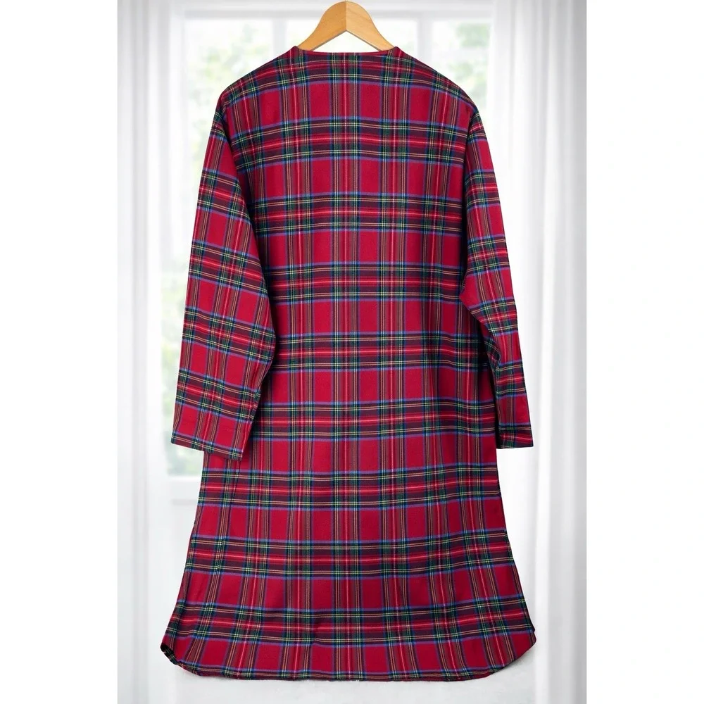Vermont Country Store Size L Soft Cotton Flannel Nightgown Night Shirt Red Plaid